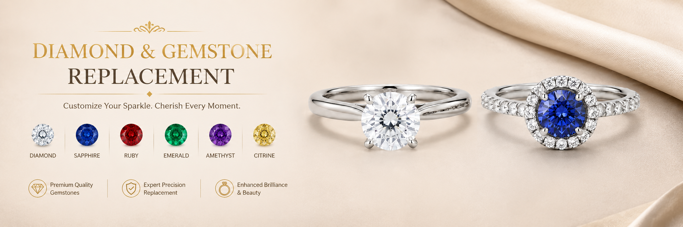 Diamond & Gemstone Replacement — jewelry photo editing service and pricing