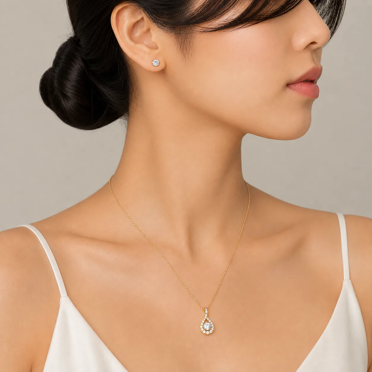 Hair and Flyaway Cleanup &mdash; Model Retouching in Jewelry Photo after professional editing by Jewelry Photo Magic