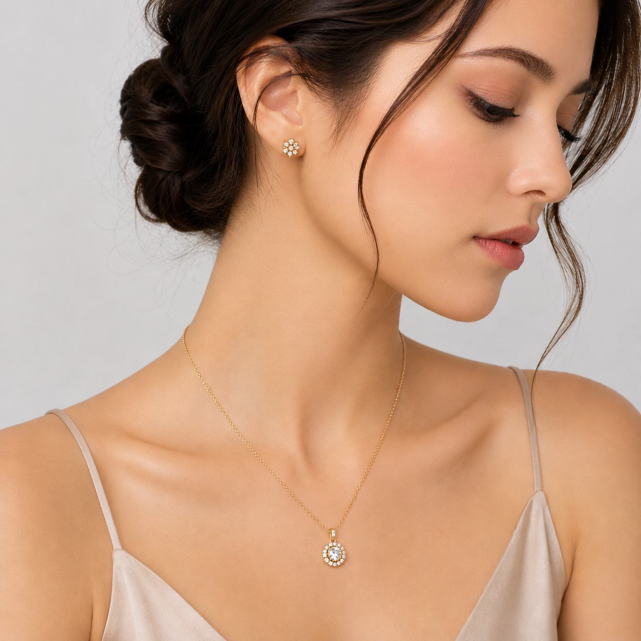Makeup and Facial Enhancement — Model Retouching in Jewelry Photo after professional editing by Jewelry Photo Magic