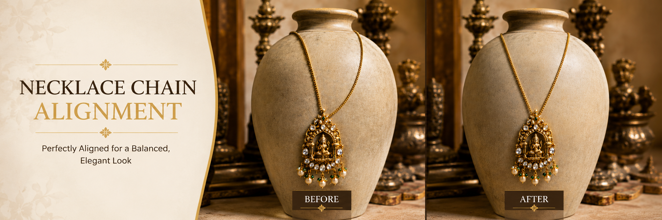Necklace Chain Alignment — jewelry photo editing service and pricing