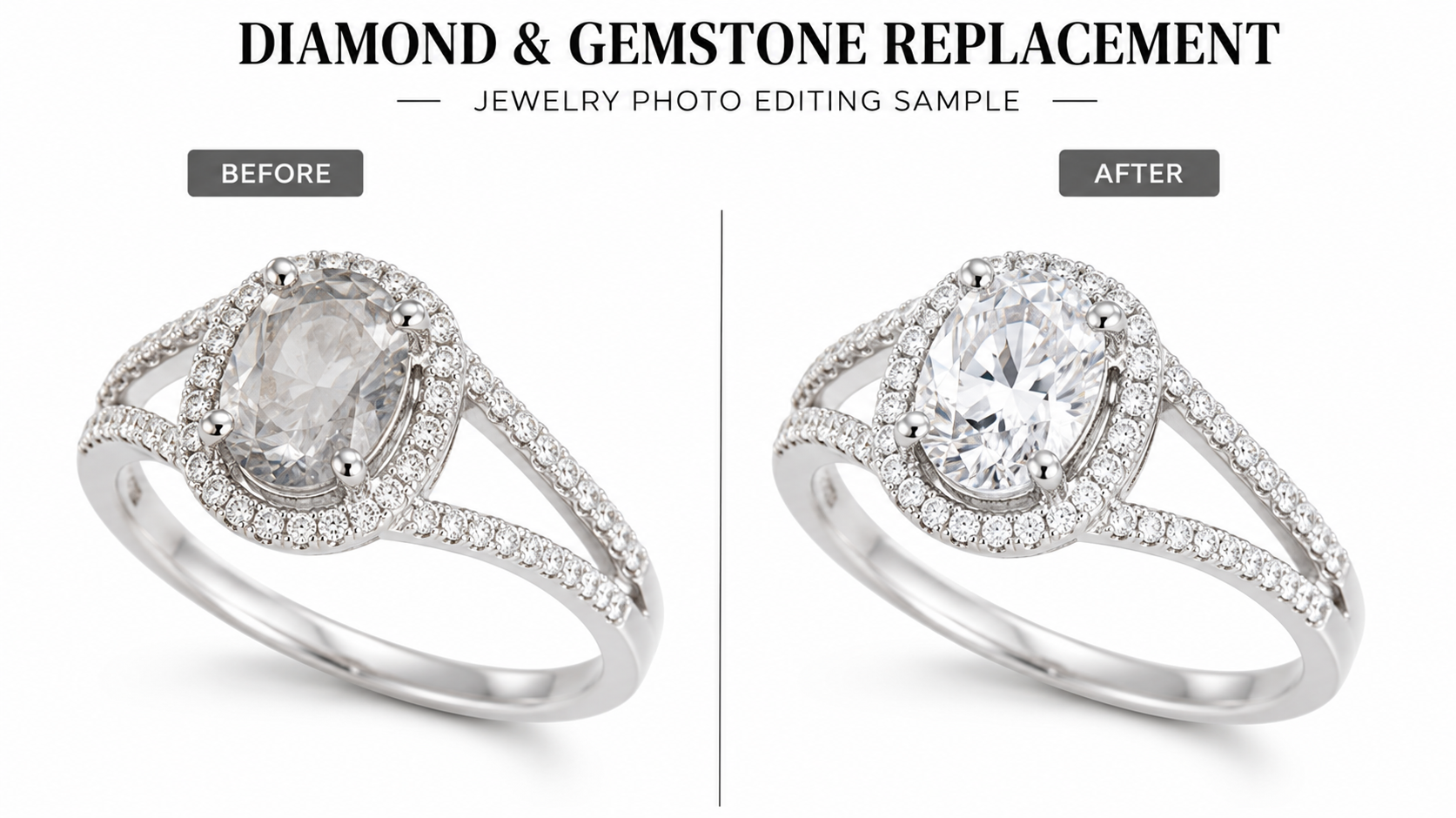 Diamond & Gemstone Replacement — professional jewelry photo editing samples