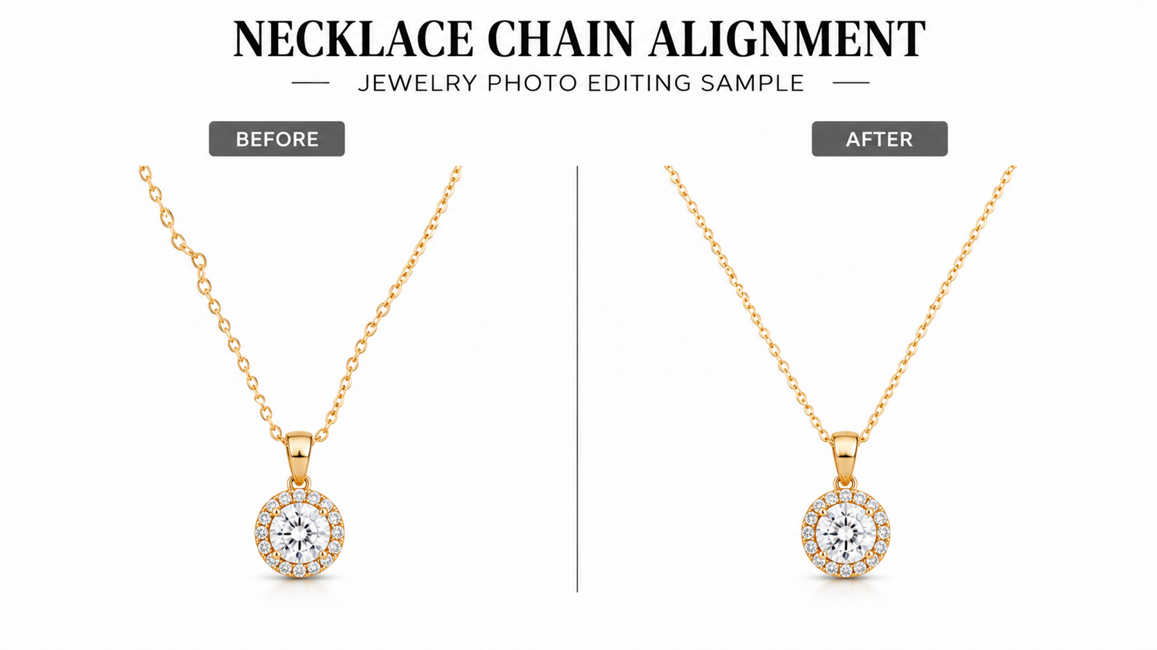 Necklace Chain Alignment — professional jewelry photo editing samples